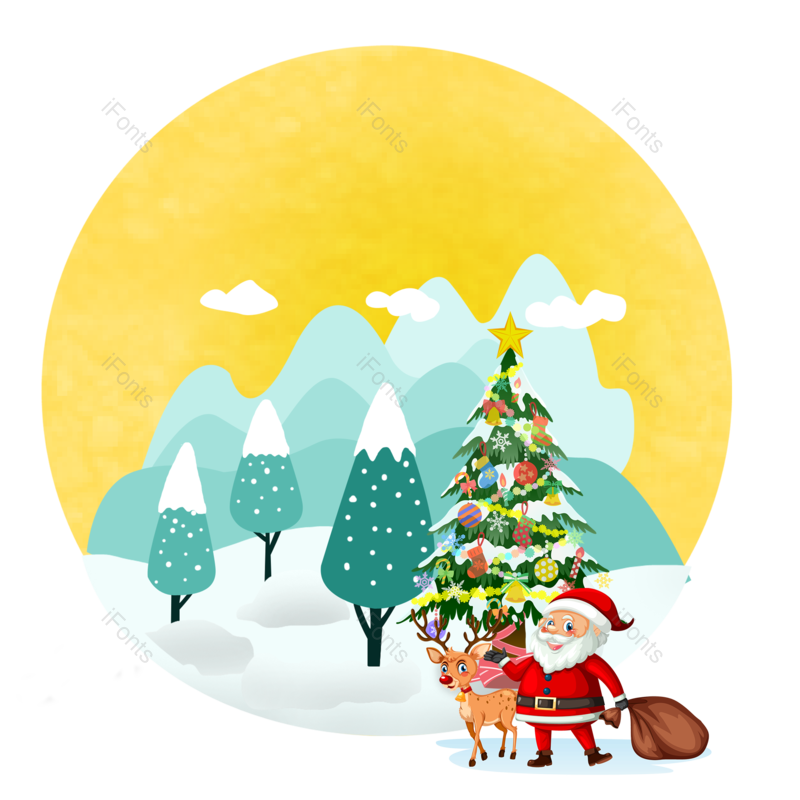 圣诞老人图片,下雪元素,礼物PNG,圣诞节免抠素材